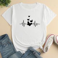Simple Style Butterfly Polyester Round Neck Short Sleeve Regular Sleeve Printing T-shirt main image 2