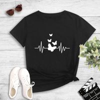 Simple Style Butterfly Polyester Round Neck Short Sleeve Regular Sleeve Printing T-shirt main image 1