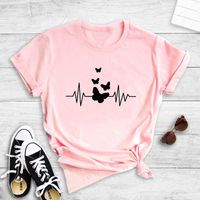 Simple Style Butterfly Polyester Round Neck Short Sleeve Regular Sleeve Printing T-shirt main image 4