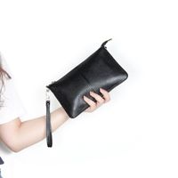 New Leather Ultra-thin Zipper Lychee Pattern European And American One-shoulder Messenger Bag Envelope Bag main image 4