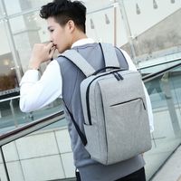 Business Solid Color Square Zipper Functional Backpack main image 2