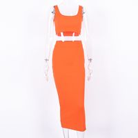 Fashion Short Vest High Waist Midi Skirt Simple Suit Women sku image 9