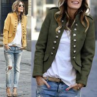 Women's Fashion Solid Color Patchwork Button Double Breasted Coat main image 5