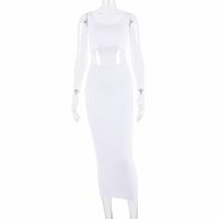 Fashion Short Vest High Waist Midi Skirt Simple Suit Women sku image 2