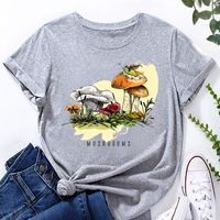 Camiseta Informal Suelta Con Estampado De Setas De Dibujos Animados Para Mujer main image 8