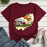 Cartoon Mushroom Print Ladies Loose Casual T-shirt main image 5