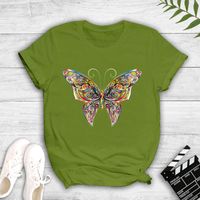 Wholesale Color Butterfly Print Short-sleeved T-shirt Nihaojewelry main image 7