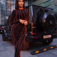 Women's Bodycon Dress Streetwear Round Neck Long Sleeve Solid Color Maxi Long Dress Above Knee Daily main image 3