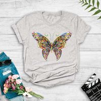 Wholesale Color Butterfly Print Short-sleeved T-shirt Nihaojewelry sku image 7