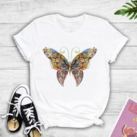 Vente En Gros T-shirt À Manches Courtes Imprimé Papillon Couleur Nihaojewelry sku image 1