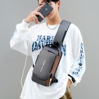 Men's Fashion Solid Color Pu Leather Waterproof Waist Bags main image 2
