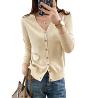 Women's Knitwear Long Sleeve Sweaters & Cardigans Fashion Solid Color main image 4