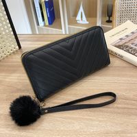 Women's Stripe Pu Leather Zipper Wallets sku image 3