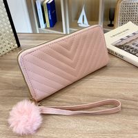 Women's Stripe Pu Leather Zipper Wallets sku image 5