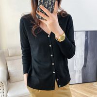 Women's Knitwear Long Sleeve Sweaters & Cardigans Fashion Solid Color main image 5