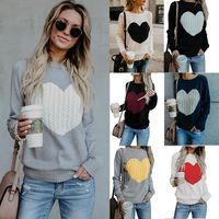 Women's Sweater Long Sleeve Sweaters & Cardigans Hollow Out Fashion Heart Shape main image 1