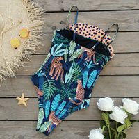 Women's Tropical Plant Polka Dots One Piece main image 3