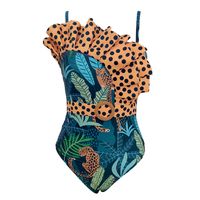 Women's Tropical Plant Polka Dots One Piece main image 6