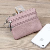 Unisex All Seasons Leather Solid Color Fashion Square Zipper Small Wallet sku image 3