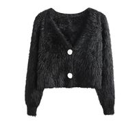 Fashion Solid Color Mink Fur V Neck Long Sleeve Regular Sleeve Coat main image 4