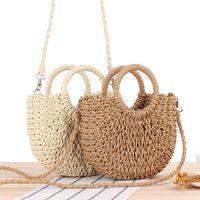 Women's Small Spring&summer Straw Solid Color Vacation Semicircle String Straw Bag main image 1