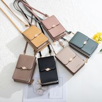 Factory Direct Sales 2022 New Touch Screen Phone Bag Women's Japanese And Korean Partysu Leaf Buckle Simple Vertical Shoulder Bag main image 1
