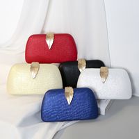 White Red Blue Pu Leather Solid Color Shell Evening Bags main image 1