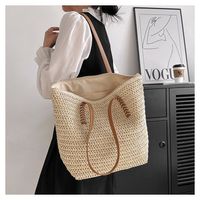 Women's Straw Solid Color Vacation Streetwear Square Zipper Beach Bag main image 2