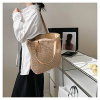 Women's Straw Solid Color Vacation Streetwear Square Zipper Beach Bag main image 6