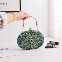 Silver Gold Blue Pu Leather Solid Color Oval Evening Bags sku image 4
