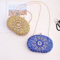 Silver Gold Blue Pu Leather Solid Color Oval Evening Bags main image 5