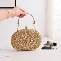 Silver Gold Blue Pu Leather Solid Color Oval Evening Bags sku image 2