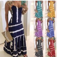 Women's A-line Skirt Casual Bohemian U Neck Printing Sleeveless Solid Color Maxi Long Dress Travel Daily main image 1