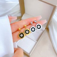 1 Pair Retro Classic Style Streetwear Round Plating Inlay Titanium Steel Zircon Drop Earrings main image 1