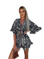 Women's Holiday Daily Vacation Zebra Shorts Printing Rompers main image 2