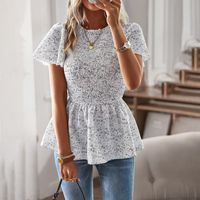 Femmes Chemisière Manche Courte Blouses Décontractée Petites Fleurs sku image 4