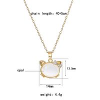 Wholesale Cute Korean Style Cat 304 Stainless Steel Copper Plating Inlay White-Plated K Opal Zircon Pendant Necklace main image 10