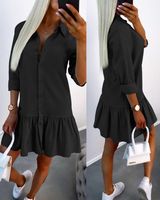 Women's Shirt Dress Casual Shirt Collar Long Sleeve Solid Color Above Knee Daily Street main image 4