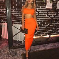 Women's Streetwear Solid Color Spandex Polyester Skirt Sets main image 2