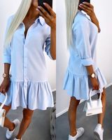 Women's Shirt Dress Casual Shirt Collar Long Sleeve Solid Color Above Knee Daily Street main image 1