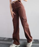 Femmes Du Quotidien Style Simple Couleur Unie Toute La Longueur Poche Pantalon Cargo main image 5