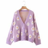 Women's Sweater Long Sleeve Sweaters & Cardigans Printing Casual Daisy main image 3