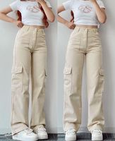 Femmes Du Quotidien Style Simple Couleur Unie Toute La Longueur Poche Pantalon Cargo main image 1