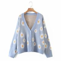 Women's Sweater Long Sleeve Sweaters & Cardigans Printing Casual Daisy main image 2