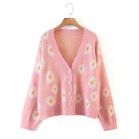 Women's Sweater Long Sleeve Sweaters & Cardigans Printing Casual Daisy main image 4