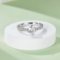 Wedding Romantic Shiny Round Sterling Silver Gra Plating Inlay Moissanite White Gold Plated Rings main image 4