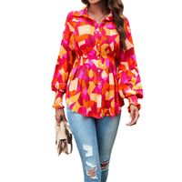 Women's Blouse Long Sleeve Blouses Printing Vintage Style Color Block main image 2