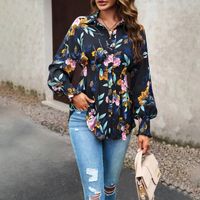 Women's Blouse Long Sleeve Blouses Printing Vintage Style Color Block main image 4