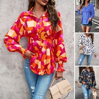 Women's Blouse Long Sleeve Blouses Printing Vintage Style Color Block main image 1