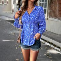 Women's Blouse Long Sleeve Blouses Printing Vintage Style Color Block sku image 14